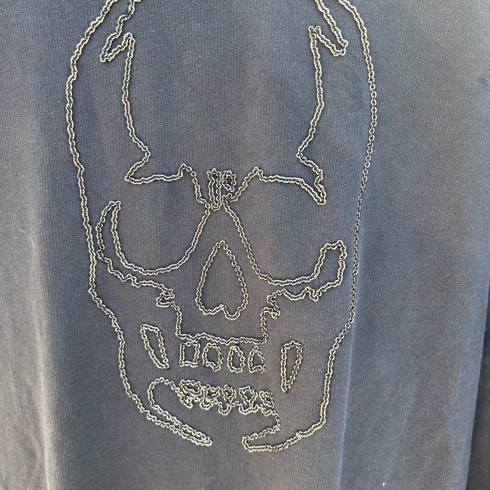 John Varvatos Star USA Men's Stitched Chain Skull Pullover Hoodie Black XL - Picture 3 of 7